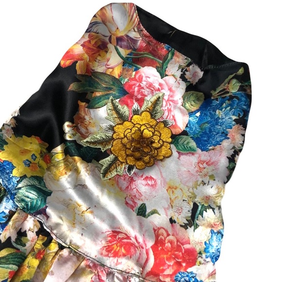 Black Flowers garden wedding holiday dog pet apparel dress Xl fancy formal gift - Picture 3 of 3